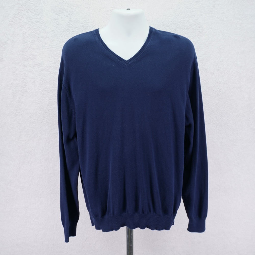 Jos A Bank Signature Collection Pima Cotton Blue Knit Sweater‎ V-Neck XL